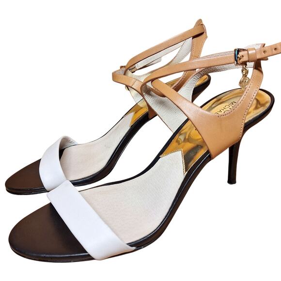 Michael Kors Kaylee Mid Heel strappy high heel sandal leather open toe Stiletto - Picture 1 of 8